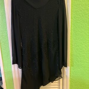 J Kara Black Beaded Long Sleeve Dress